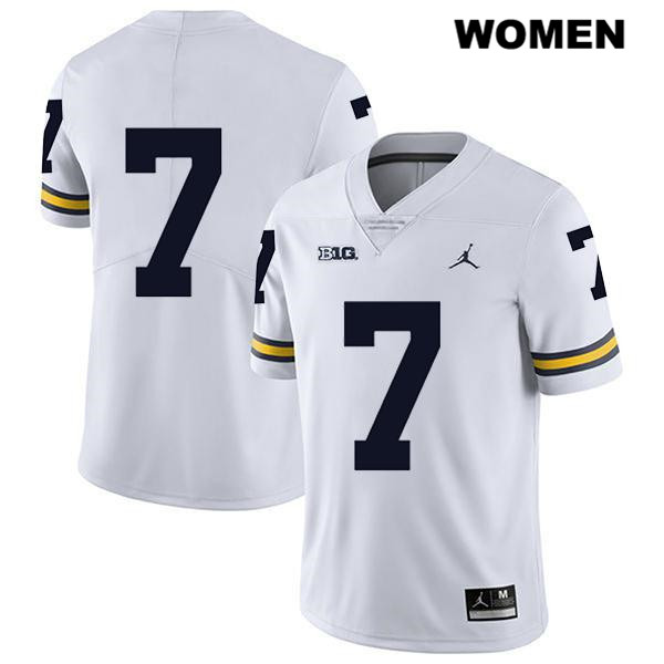 Women's NCAA Michigan Wolverines Khaleke Hudson #7 No Name White Jordan Brand Authentic Stitched Legend Football College Jersey XM25F54YW